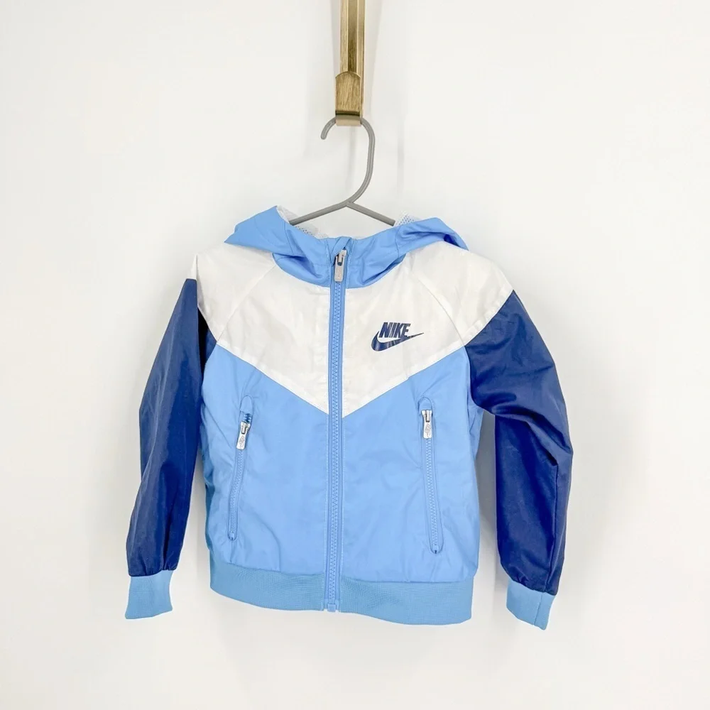 Nike Kids Blue and White Raincoat